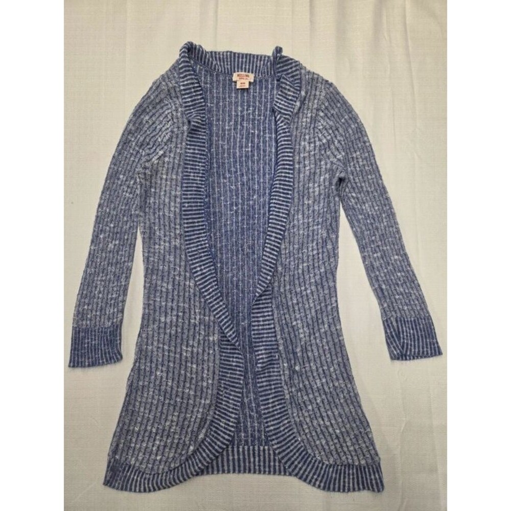 Mossimo Blue & White Open Front Cardigan Sweater Medium